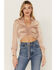Lush Women's Satin Cinch Front Blouse, Blush, hi-res