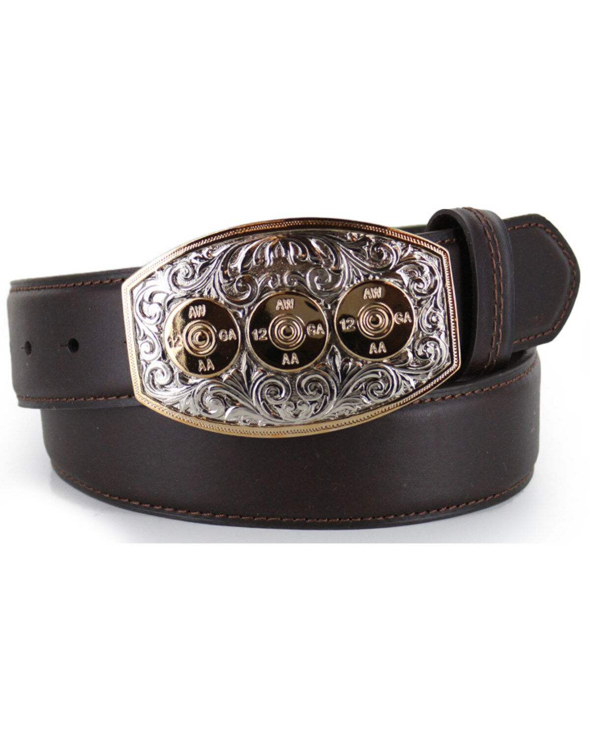 Image #1 - Cody James® Bullet Leather Belt, Brown, hi-res