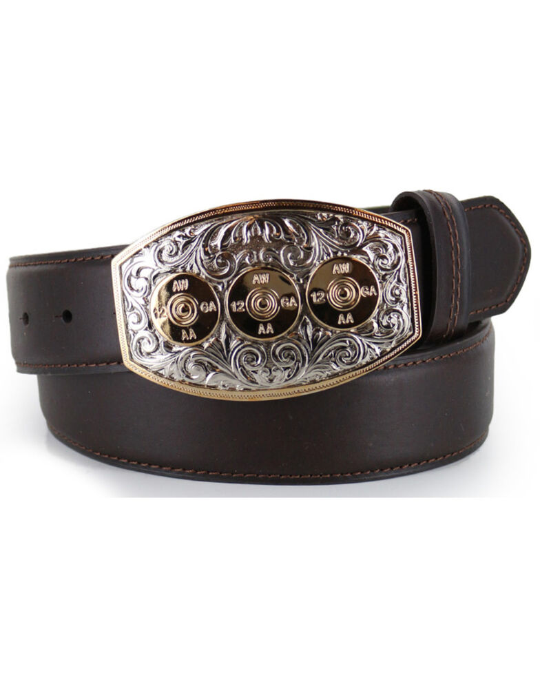 Cody James® Bullet Leather Belt, Brown, hi-res