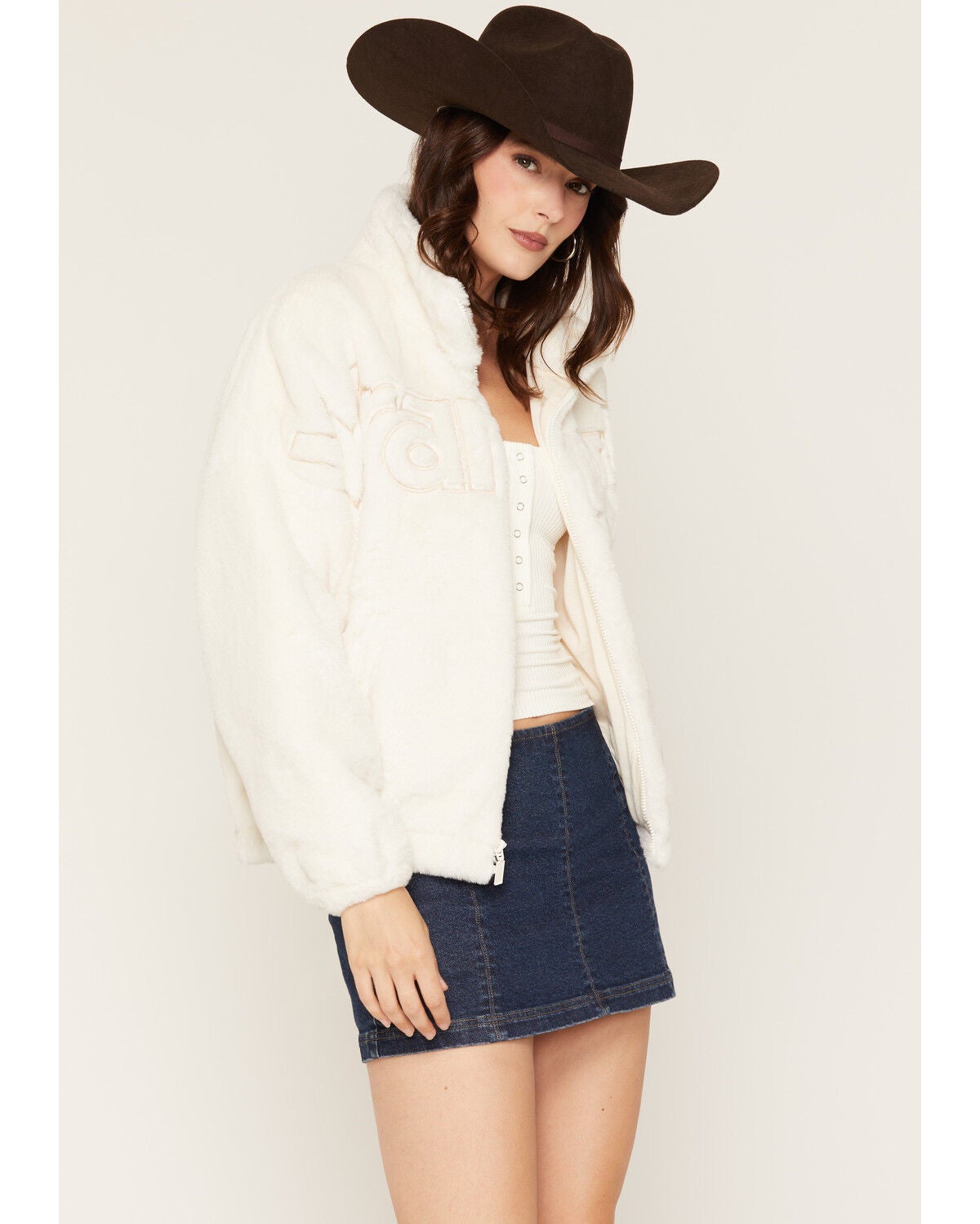 Image #1 - Wrangler Women's Open Range Faux Fur Jacket, White, hi-res