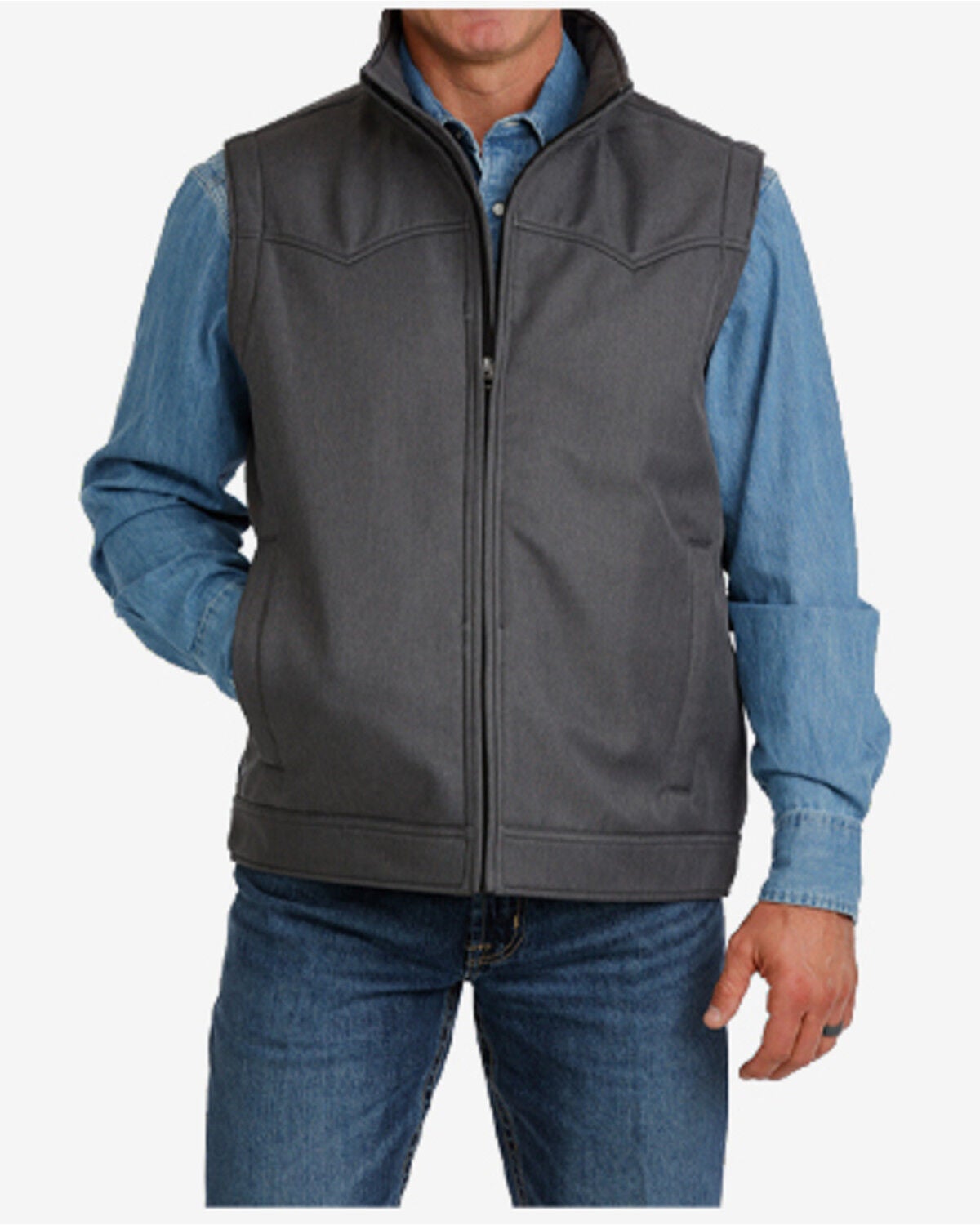 Cinch Men's Bonded Solid Concealed Carry Softshell Vest - Big, Charcoal, hi-res