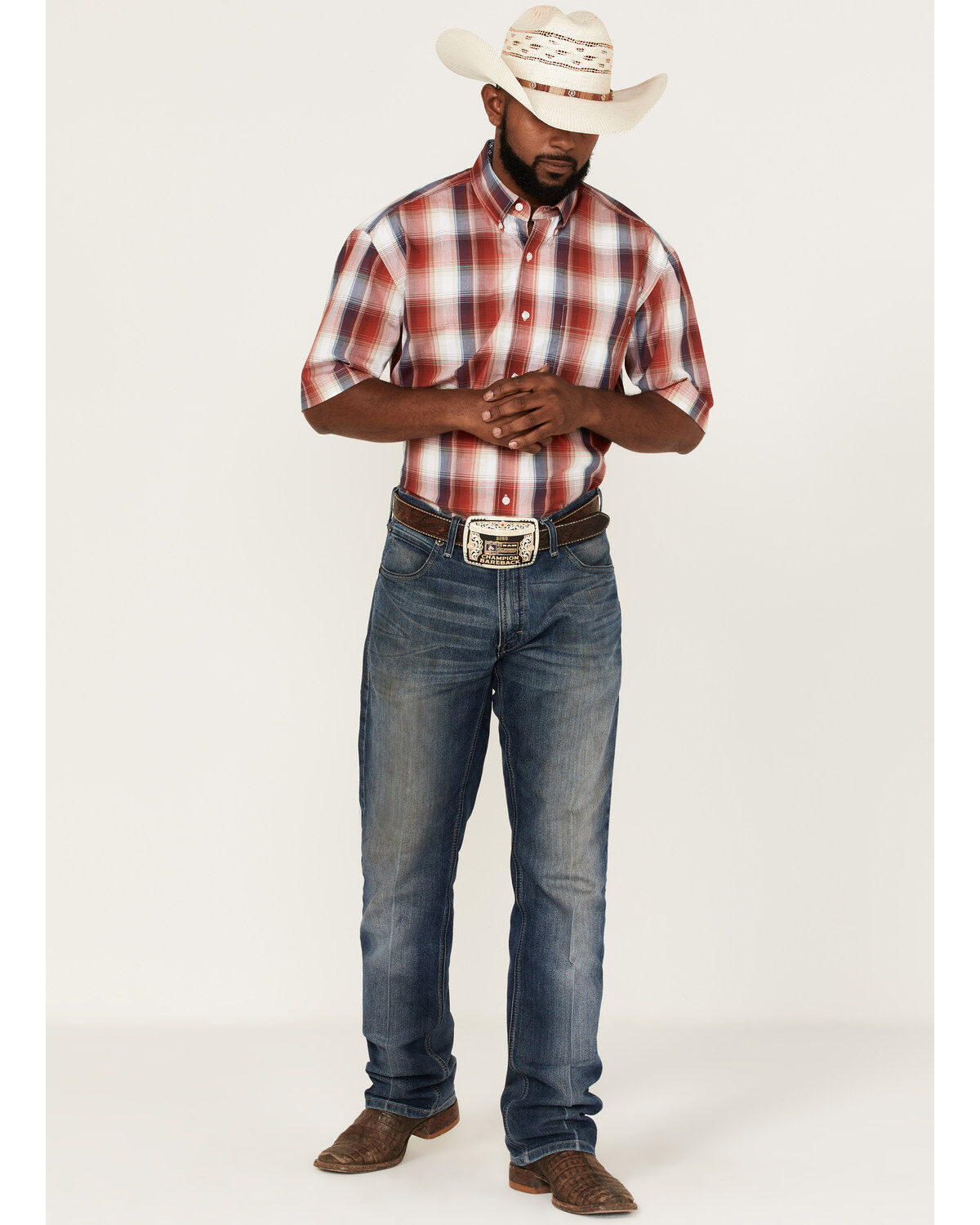 Image #2 - Roper Men's Liberty Bell Large Apple Plaid Short Sleeve Button Down Western Shirt, , hi-res