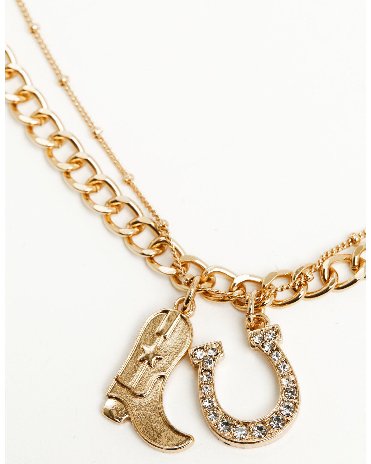 Image #2 - Shyanne Women's Boot Horseshoe Layered Necklace, Gold, hi-res