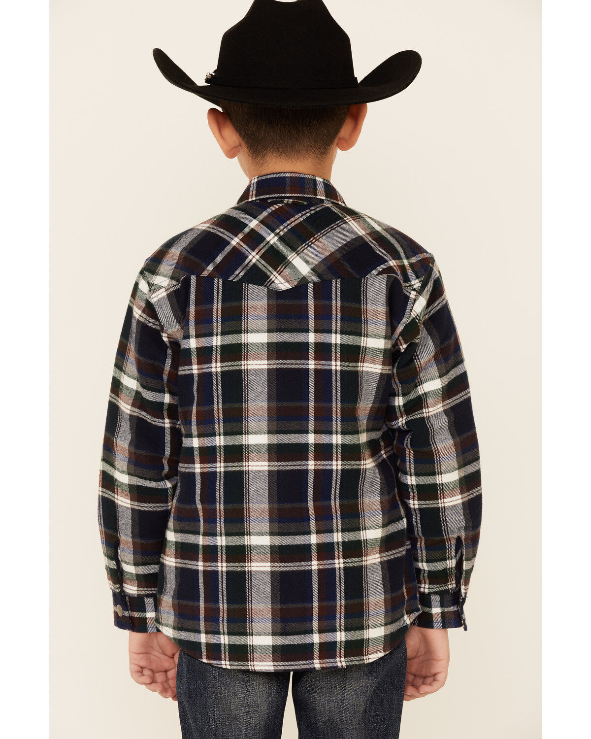 Image #4 - Roper Boys' Plaid Long Sleeve Snap Western Flannel Shirt, Green, hi-res