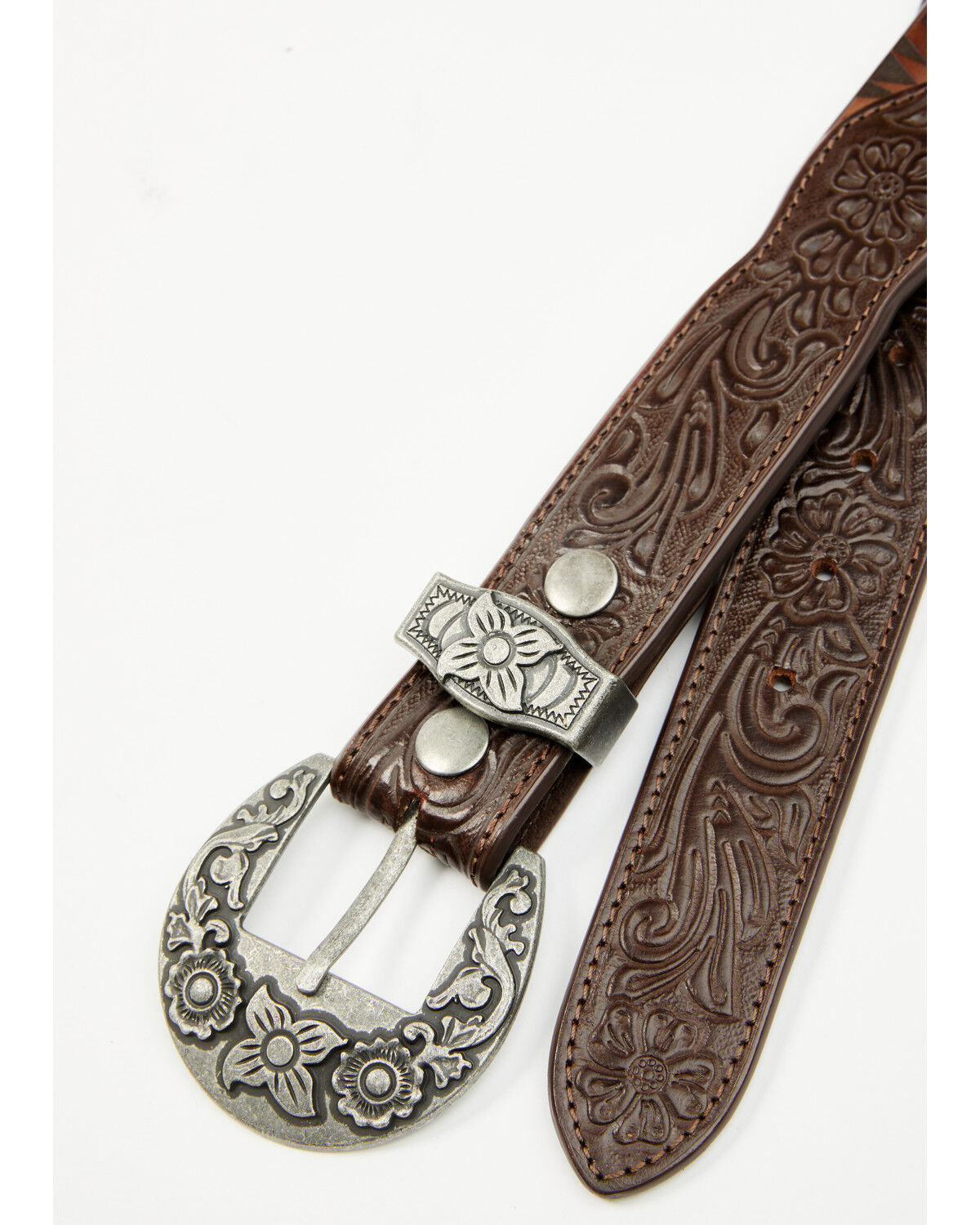Image #2 - RANK 45® Men's Corbin Southwestern Tooled Belt, Brown, hi-res