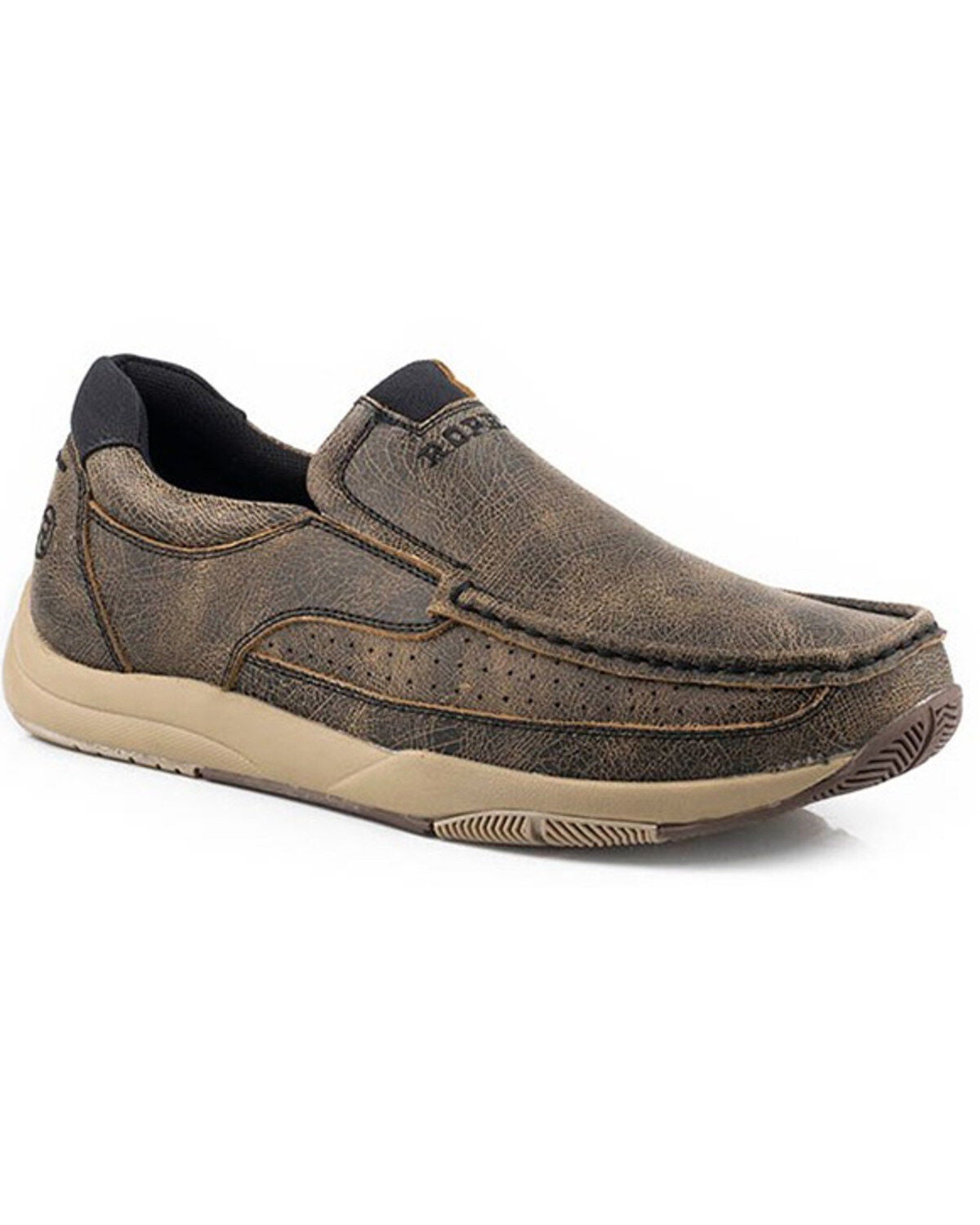 Roper Men's Ulysses Slip-On Casual Swifter Shoes - Moc Toe, Brown, hi-res