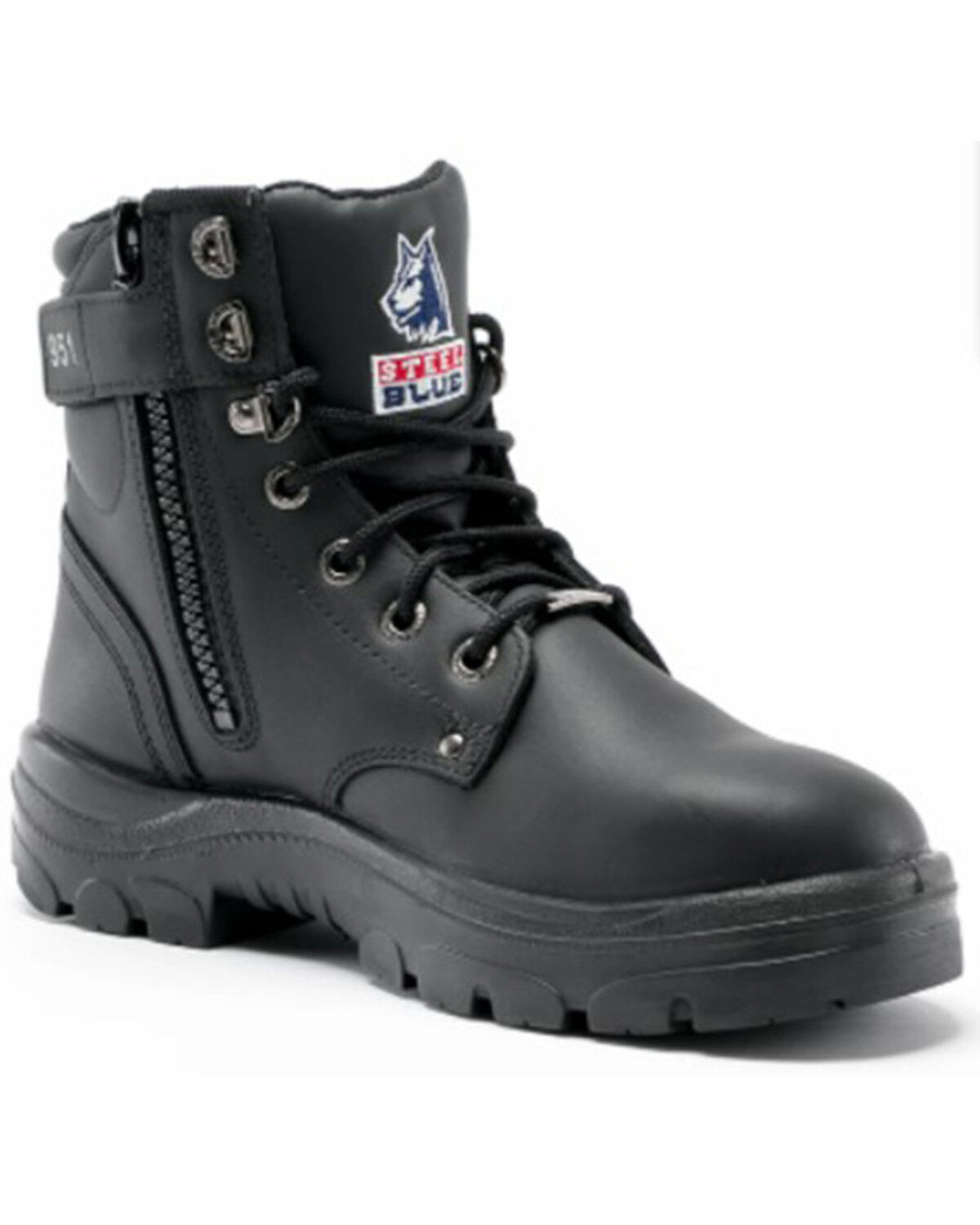 Image #1 - Steel Blue Men's Argyle 6" Zip & Lace-Up Work Boots - Steel Toe, Black, hi-res