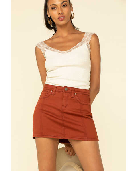 Image #3 - Shyanne Women's Rust Copper Denim Mini Skirt , , hi-res