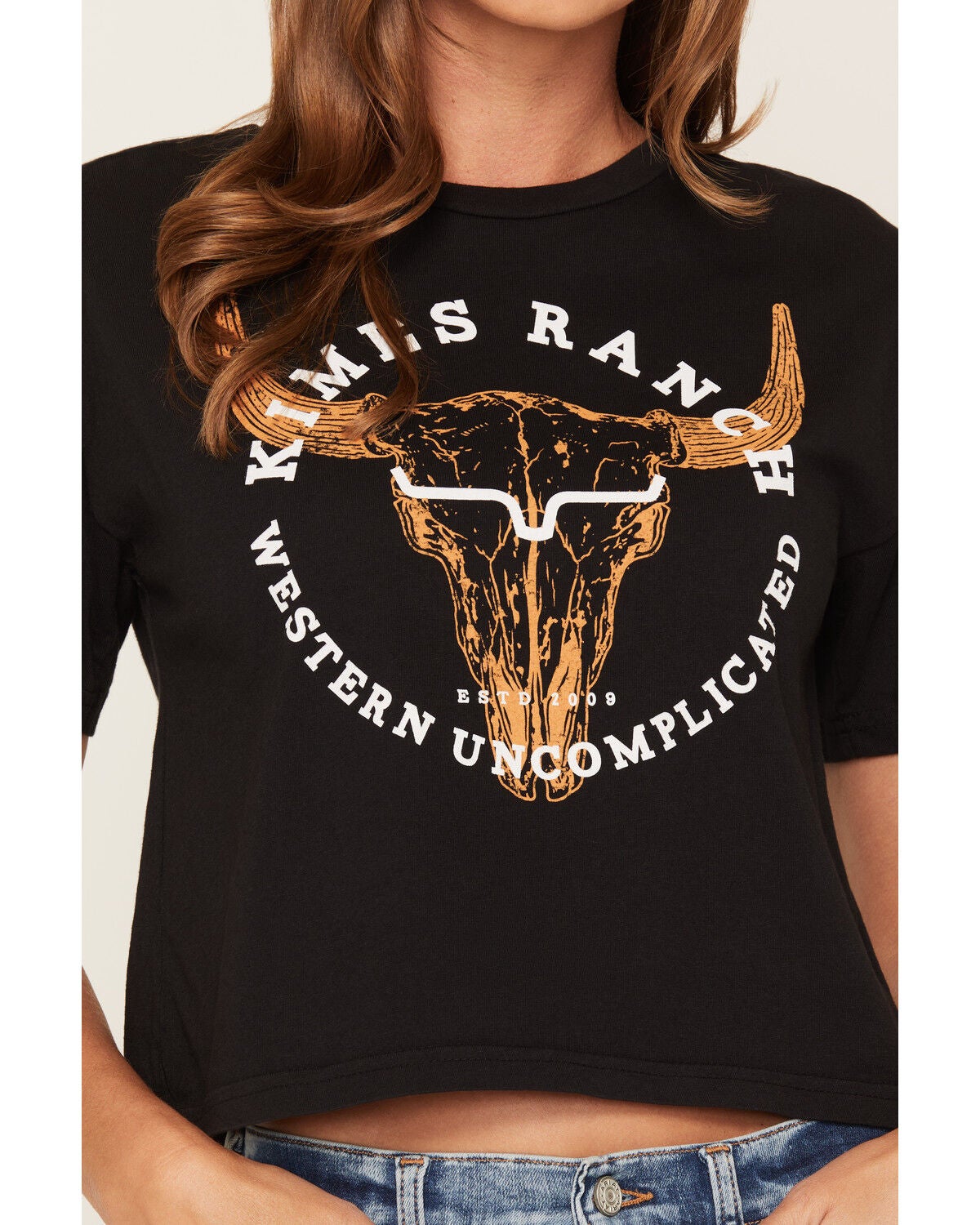 Image #3 - Kimes Ranch Women's Bison Skull Short Sleeve Cropped Graphic Tee, Black, hi-res