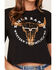 Image #3 - Kimes Ranch Women's Bison Skull Short Sleeve Cropped Graphic Tee, Black, hi-res