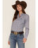 Cinch Women's Tile Print Long Sleeve Button Down Western Shirt, Purple, hi-res