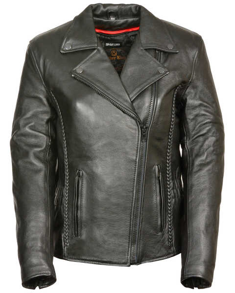 Milwaukee Leather Women's Braid & Stud Leather Jacket - 3X, Black, hi-res