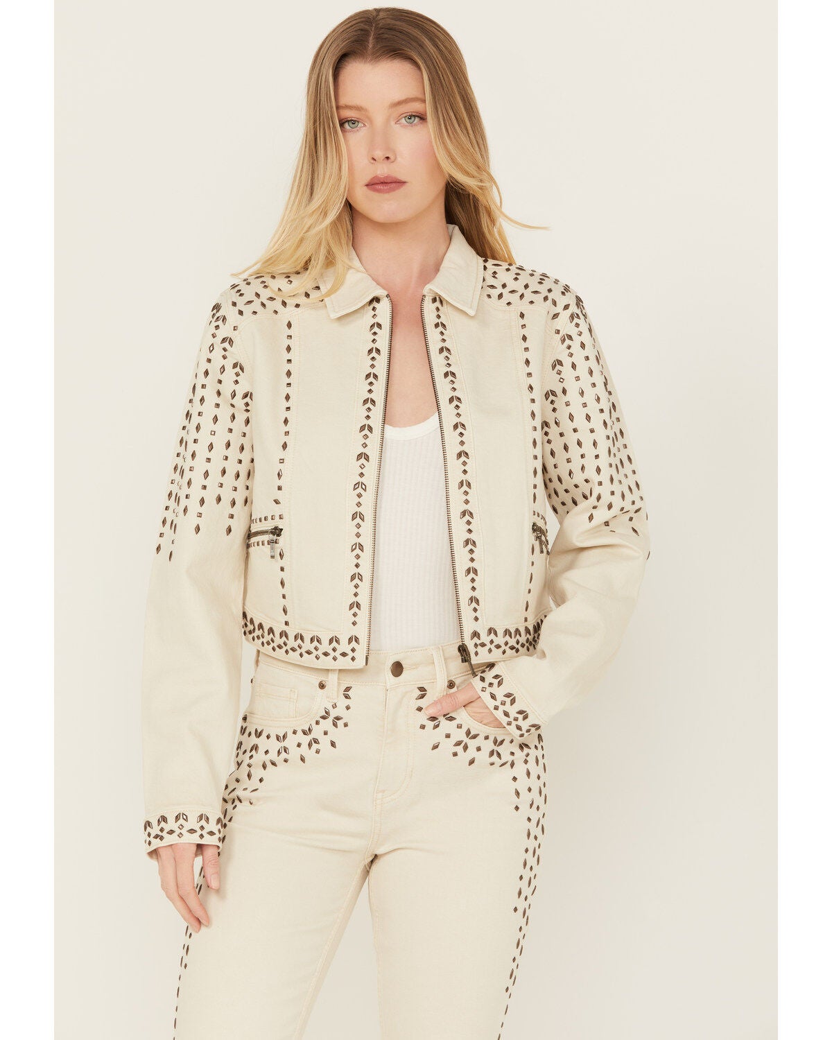 Image #1 - Wonderwest Women's Birch Studded Denim Jacket, , hi-res
