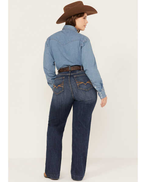 Ariat Women's Medium Wash Mid Rise Alana Slim Wide Trouser Jeans - Plus, Blue, hi-res
