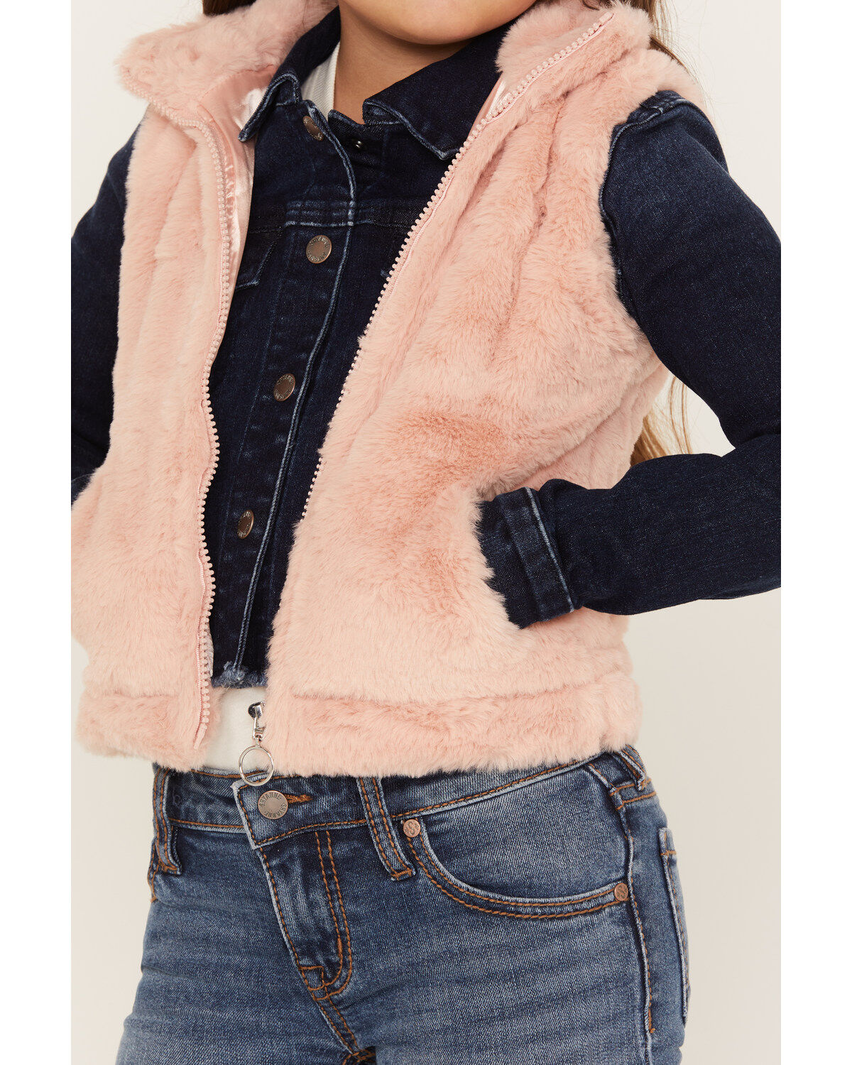 Image #3 - Urban Republic Girls' Faux Fur Vest, Pink, hi-res