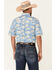 Rough Stock by Panhandle Men's Desert Print Short Sleeve Button Down Western Shirt , Blue, hi-res