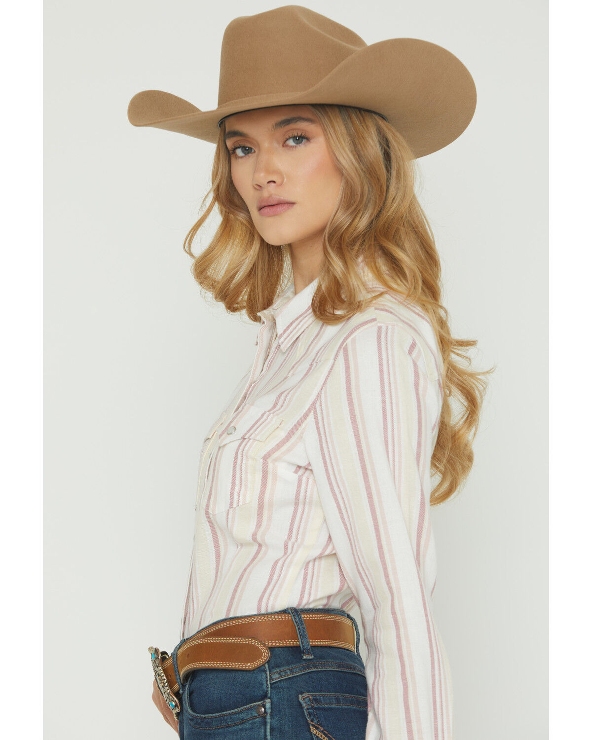 Image #3 - Wrangler Retro Women's Boot Barn Exclusive Striped Long Sleeve Pearl Snap Flannel Shirt, Multi, hi-res