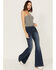 Image #1 - Wrangler Retro Women's Medium Wash High Rise Flare Patch Pocket Victoria Jeans, Blue, hi-res