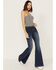 Wrangler Retro Women's Medium Wash High Rise Flare Patch Pocket Victoria Jeans, Blue, hi-res