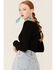 Panhandle Women's Cinch Front Rib Knit Top, Black, hi-res