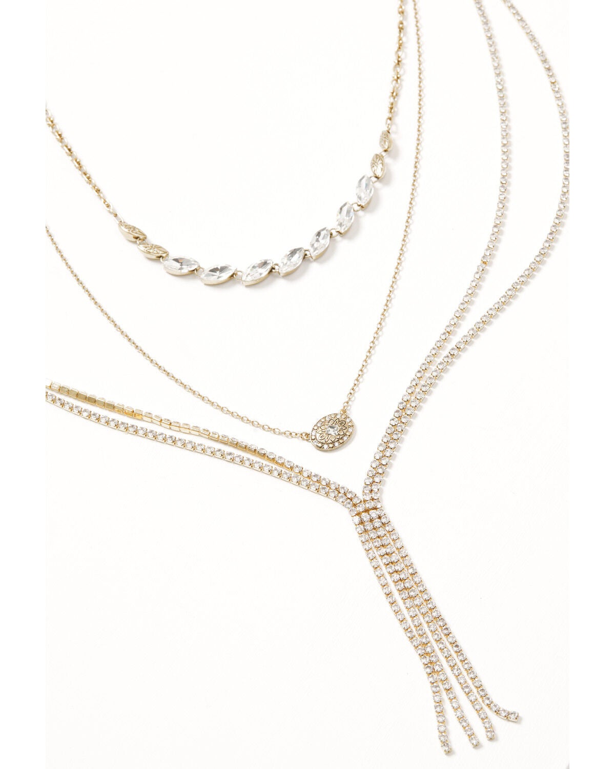 Lainey Wilson Women's Row Stone Y Necklace, Gold, hi-res