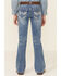Image #4 - Shyanne Little Girls' Medium Wash Chevron Stitch Pocket Bootcut Jeans , Blue, hi-res