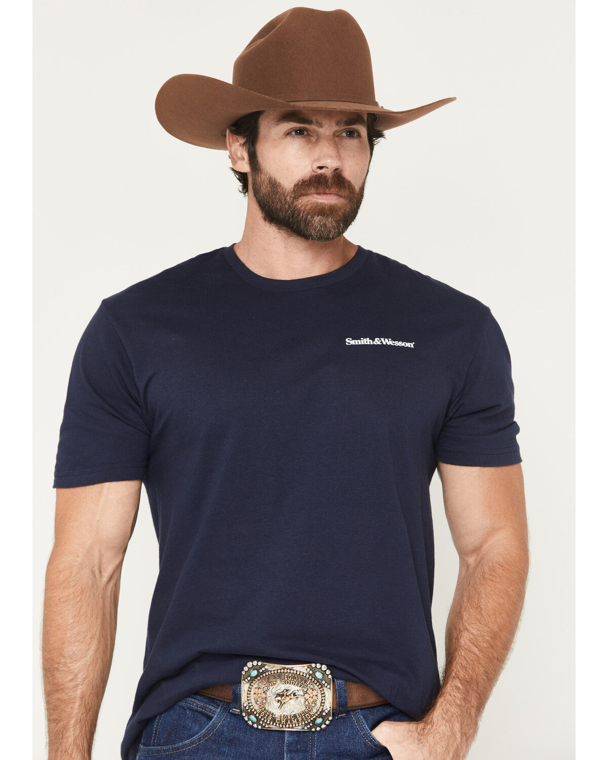 Image #2 - Smith & Wesson Men's Americana Flag Border Short Sleeve Graphic T-Shirt, Navy, hi-res