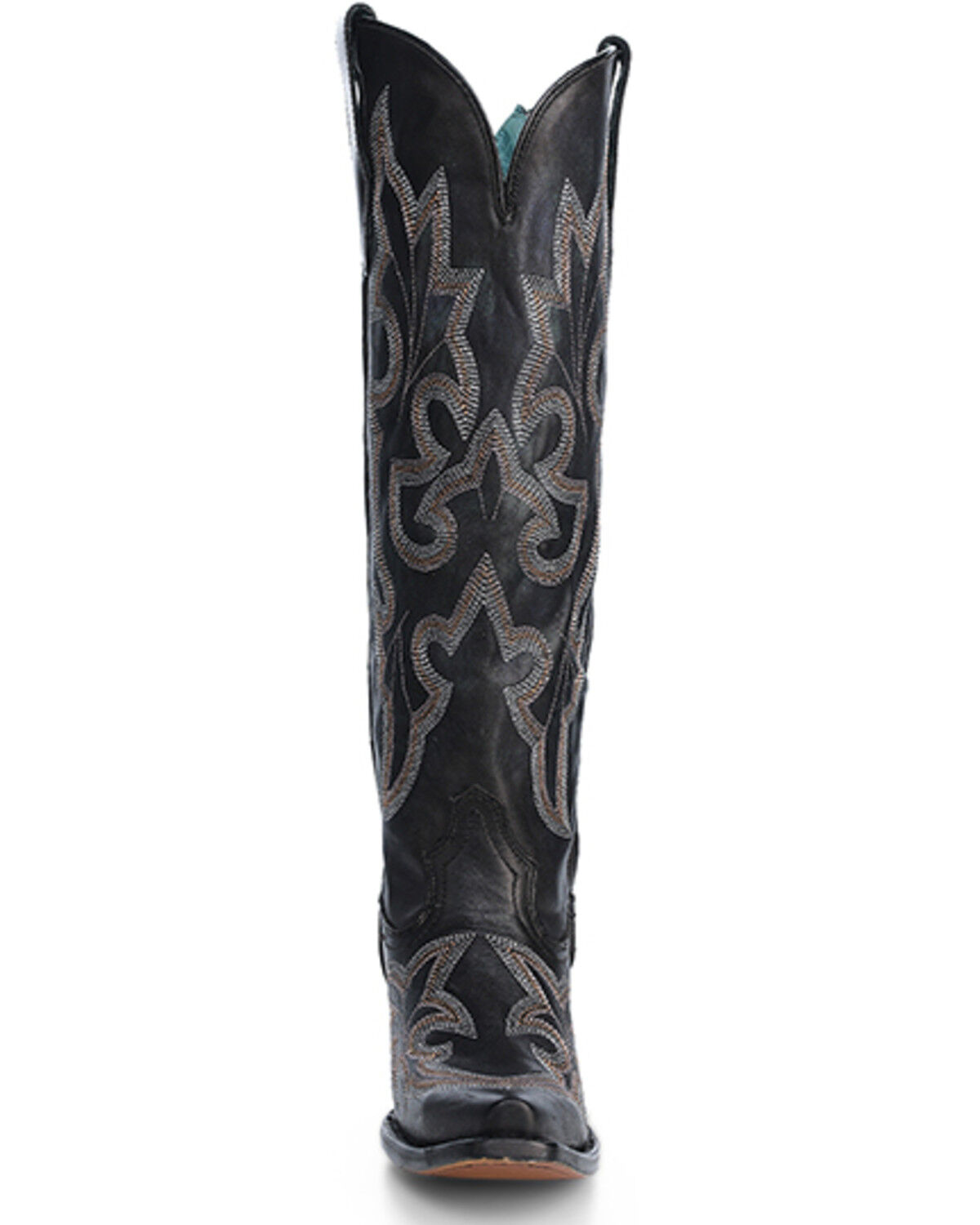 Image #3 - Corral Women's Embroidered Tall Western Boots - Snip Toe, Black, hi-res
