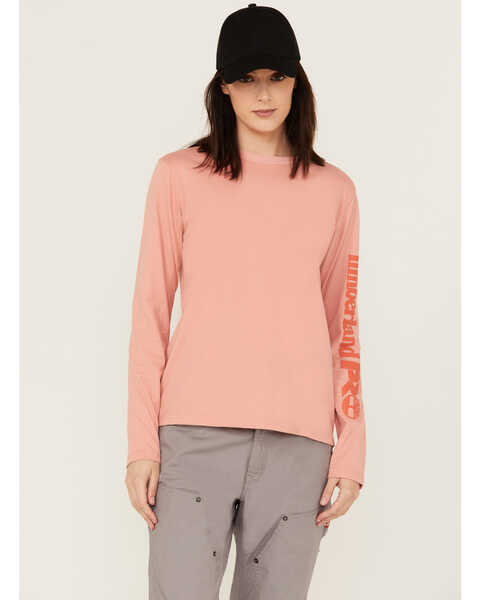 Timberland Pro Women's Cotton Core Long Sleeve Tee, Pink, hi-res