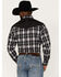Ely Walker Men's Embroidered Plaid Print Western Shirt, Black, hi-res