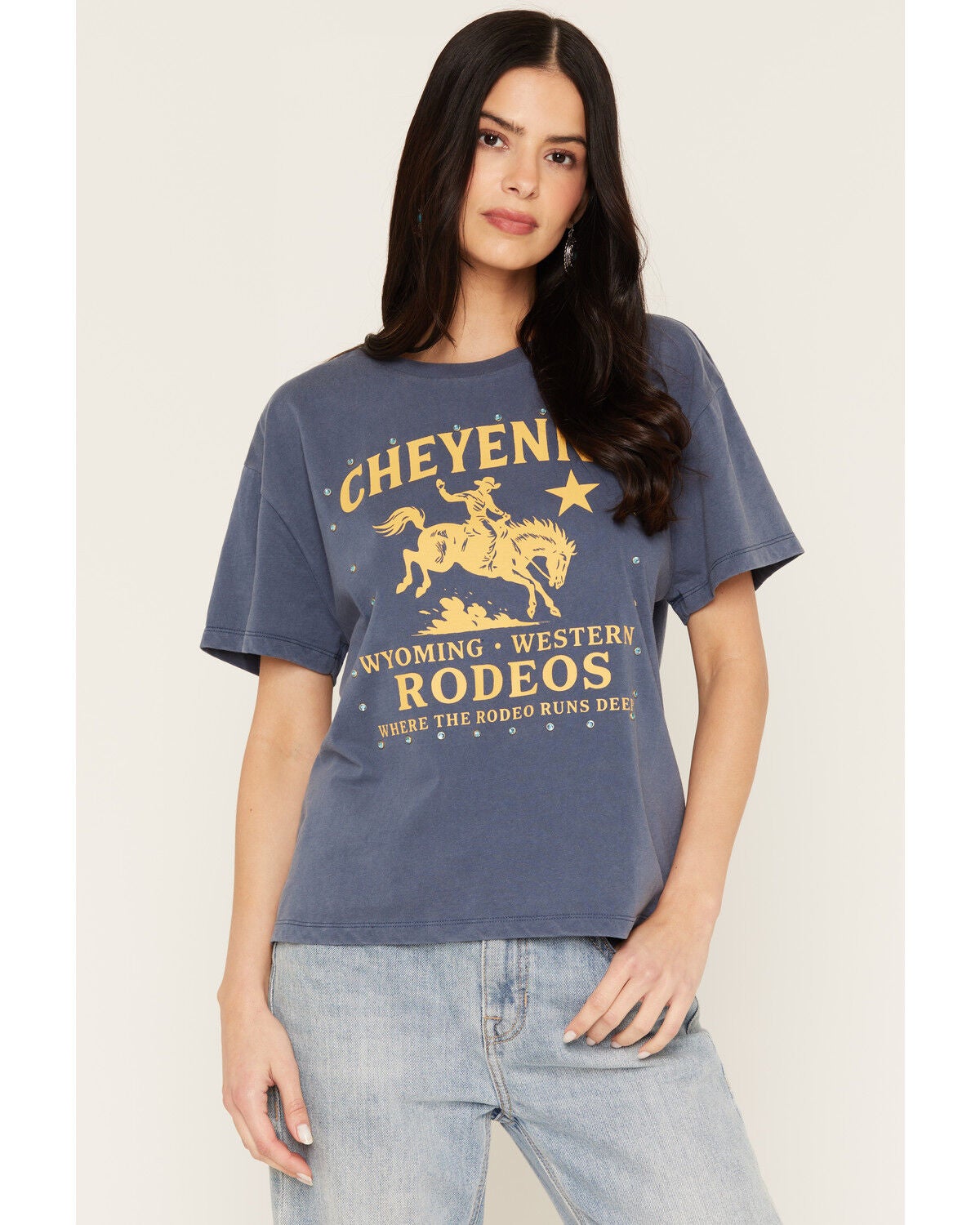 Blue Life Women's Cheyenne Rodeo Short Sleeve Graphic Tee, Navy, hi-res