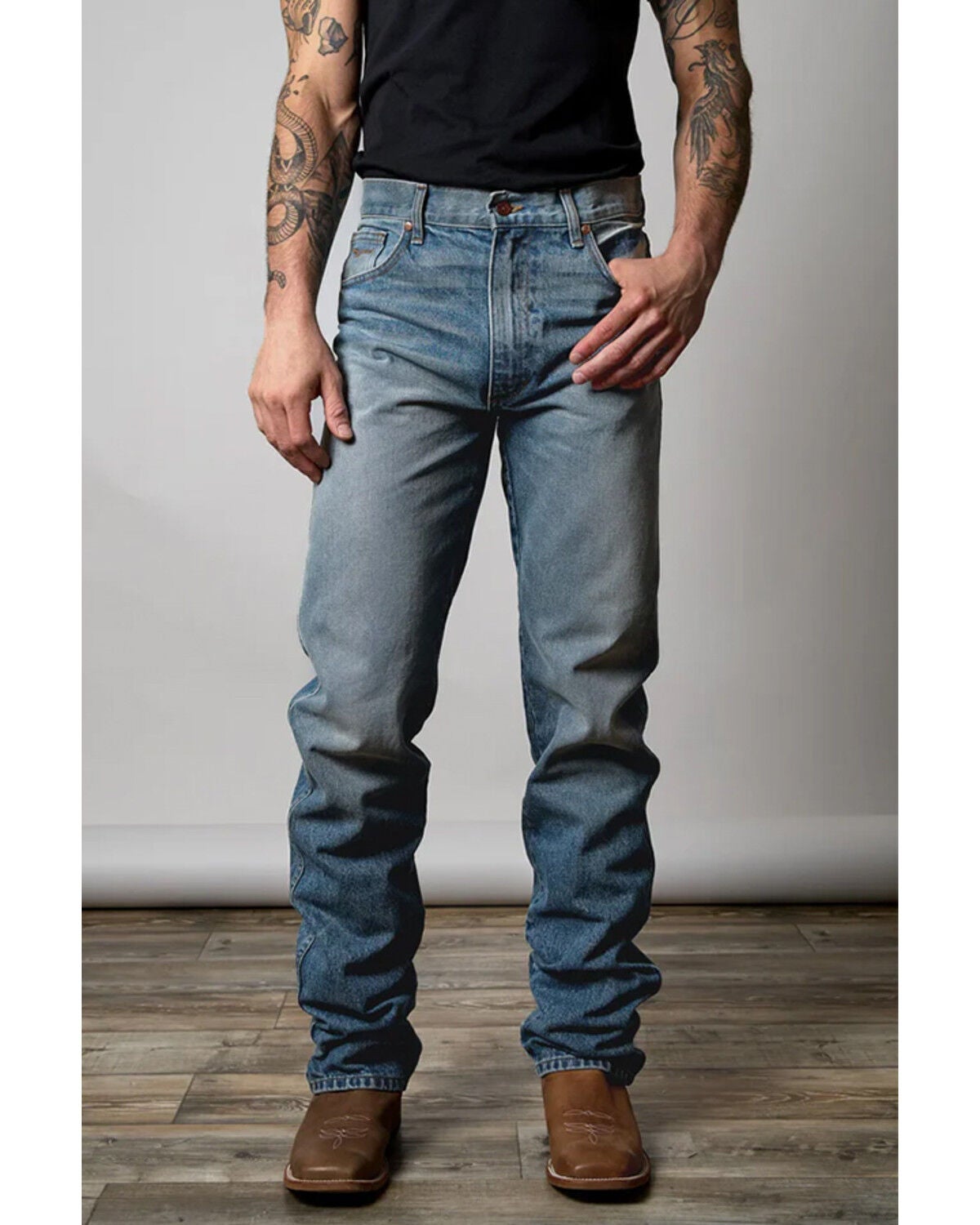Zach Top X Kimes Ranch Men's Light Wash Mid Rise Knife Pocket Bootcut Rigid Denim Jeans, Light Wash, hi-res