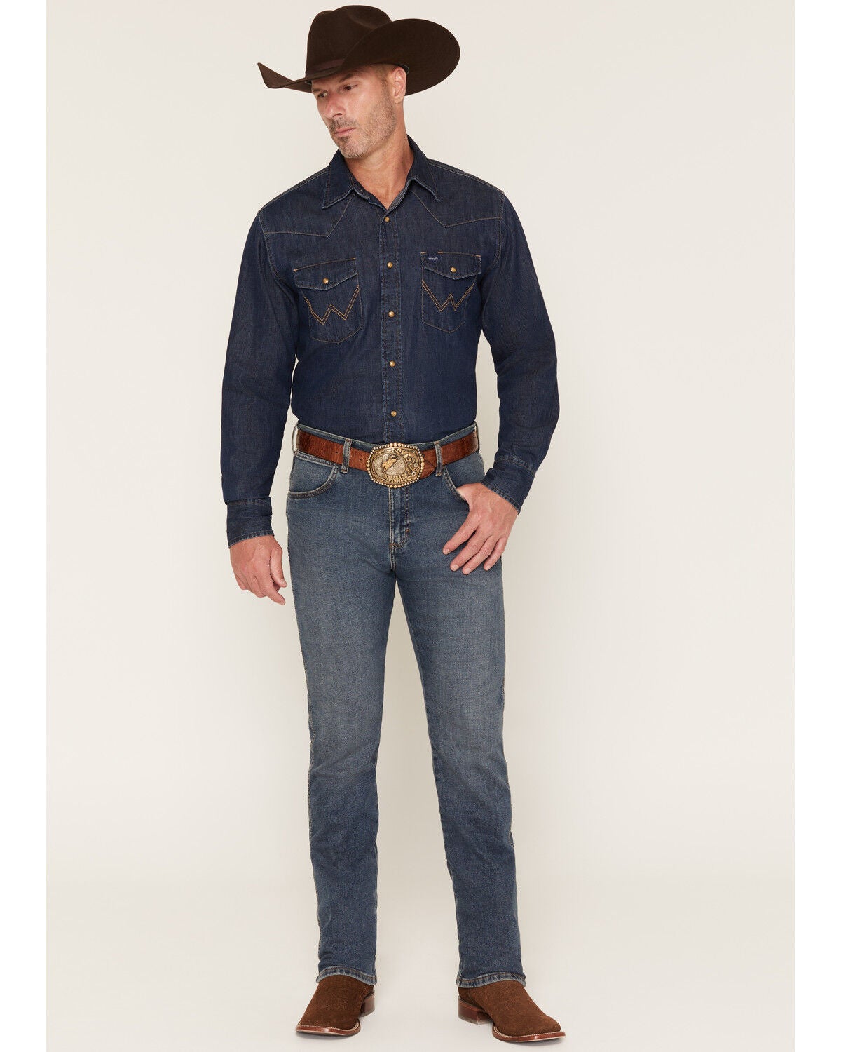 Image #1 - Wrangler Retro Men's 88MWZ Whiskey Dark Wash Slim Straight Stretch Denim Jeans, Dark Wash, hi-res