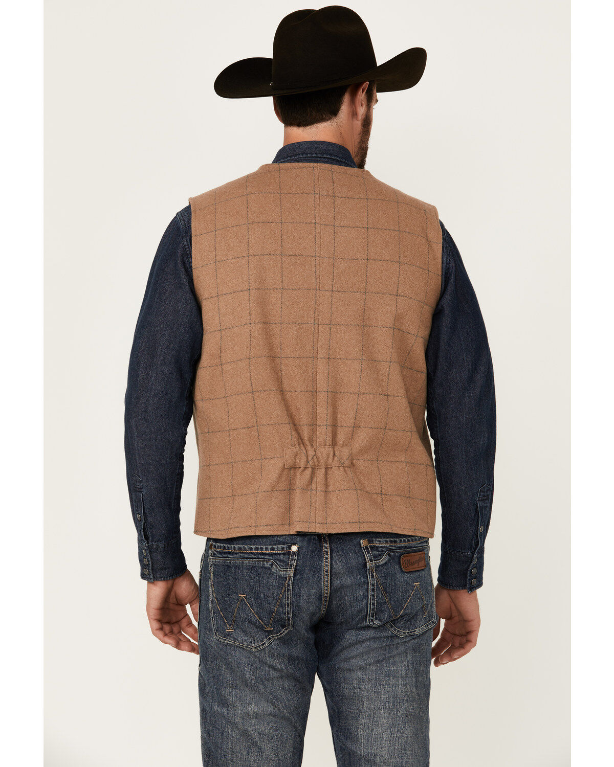 Image #4 - Powder River Outfitters Men's Plaid Print Wool Vest, Tan, hi-res