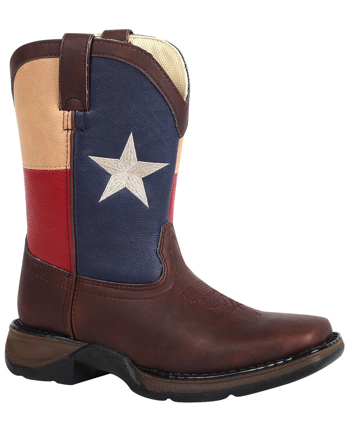 Durango Boys' Texas Flag Western Boots - Square toe, Brown, hi-res