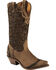 Image #1 - Boulet Women's Fancy Hand Tooled Inlay Western Boots - Snip Toe, Tobacco, hi-res