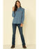 Image #3 - Wrangler Women's FR Blue Snap Long Sleeve Work Shirt, Blue, hi-res