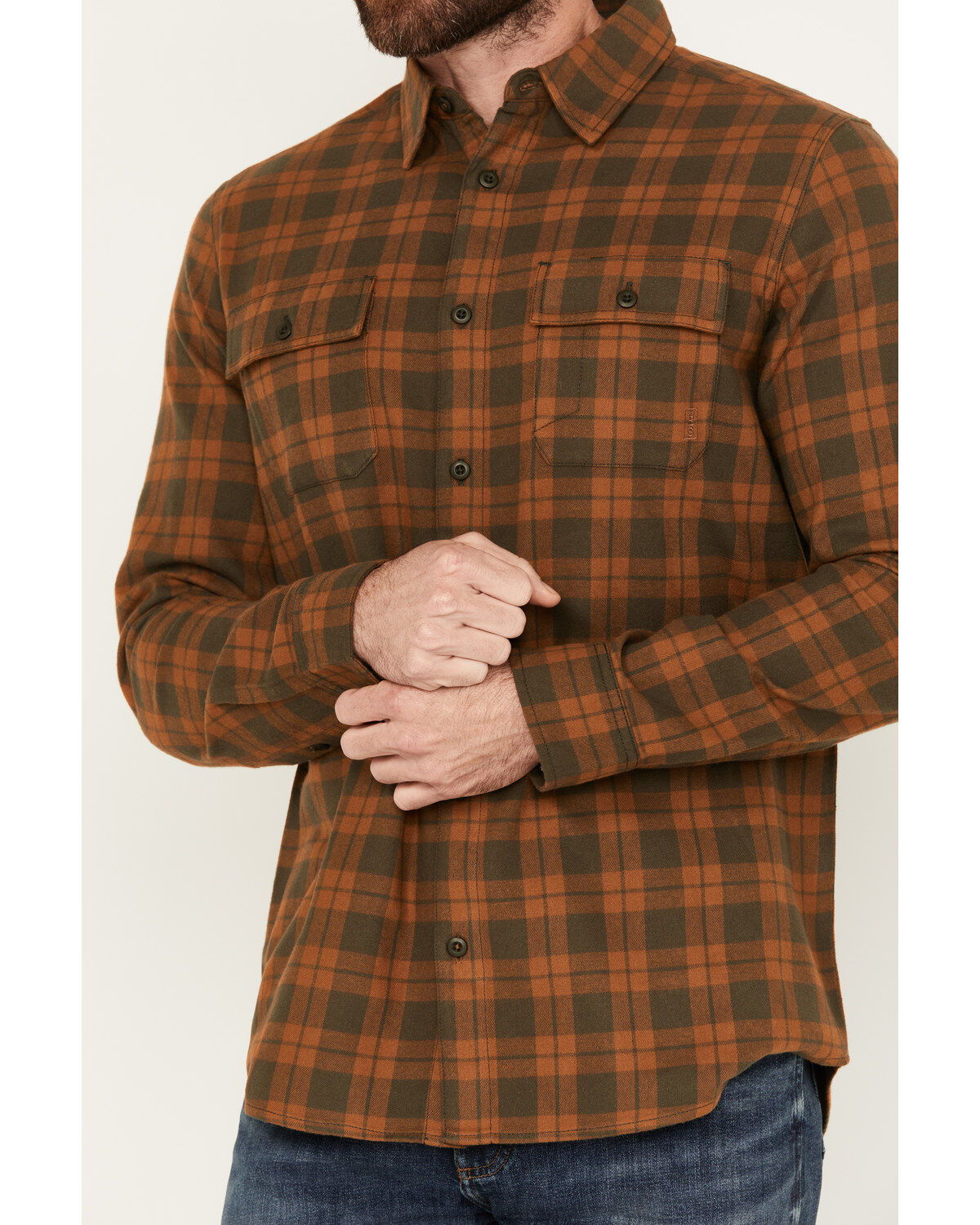 Image #3 - Brothers and Sons Men's Bell Everyday Plaid Print Long Sleeve Button Down Flannel Shirt, Rust Copper, hi-res