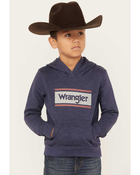 Wrangler Boys' Graphic Hooded Sweatshirt, Navy, hi-res