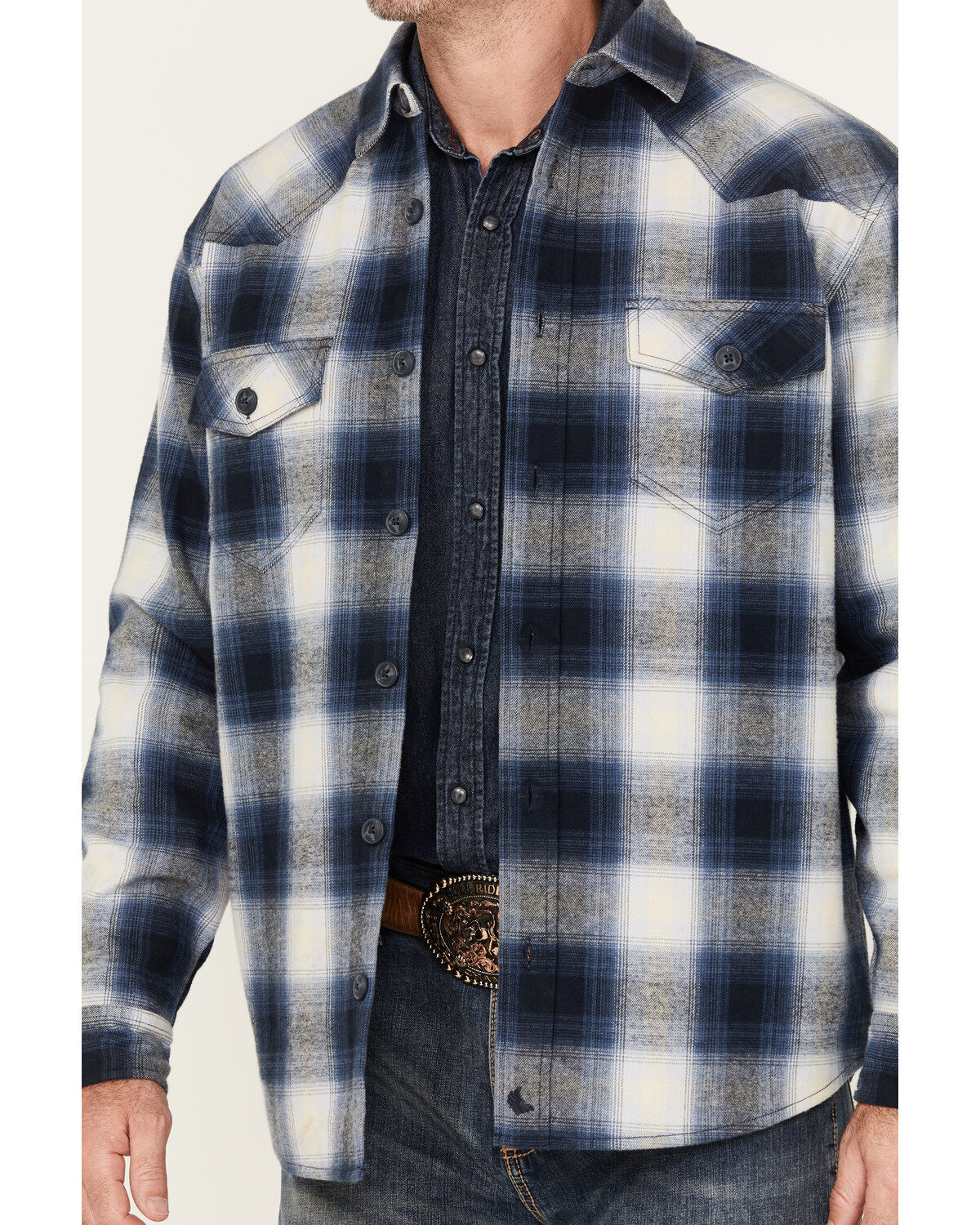 Image #3 - Cody James Men's Plaid Print Button-Down Jacket, Navy, hi-res