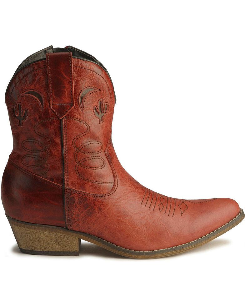 dingo adobe rose women's distressed western ankle boots