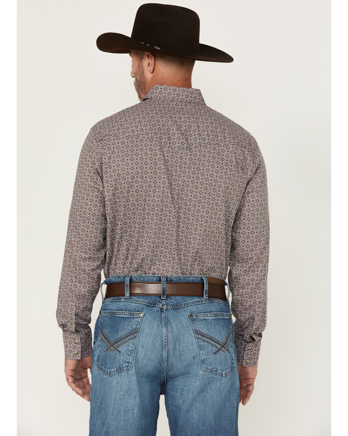 Image #4 - Wrangler 20X Men's Geo Print Long Sleeve Snap Stretch Western Shirt, Grey, hi-res