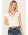 Image #3 - Idyllwind Women's Pointe Flutter Sleeve Smocked Top, Ivory, hi-res