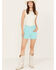 Image #1 - Wrangler Women's High Rise A-Line Cutoff Shorts, Teal, hi-res