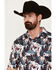 Image #2 - Cinch Men's ARENAFLEX® Palm Leaf Print Short Sleeve Performance Polo, Purple, hi-res