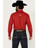 Image #4 - Ely Walker Men's Logo Embroidered Long Sleeve Pearl Snap Western Shirt, Red, hi-res