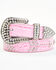 Shyanne Girls' Rhinestone Croc Print Arrow Belt, Pink, hi-res