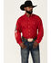 Resistol Men's Mexico Logo Embroidered Long Sleeve Button Down Western Shirt , Red, hi-res