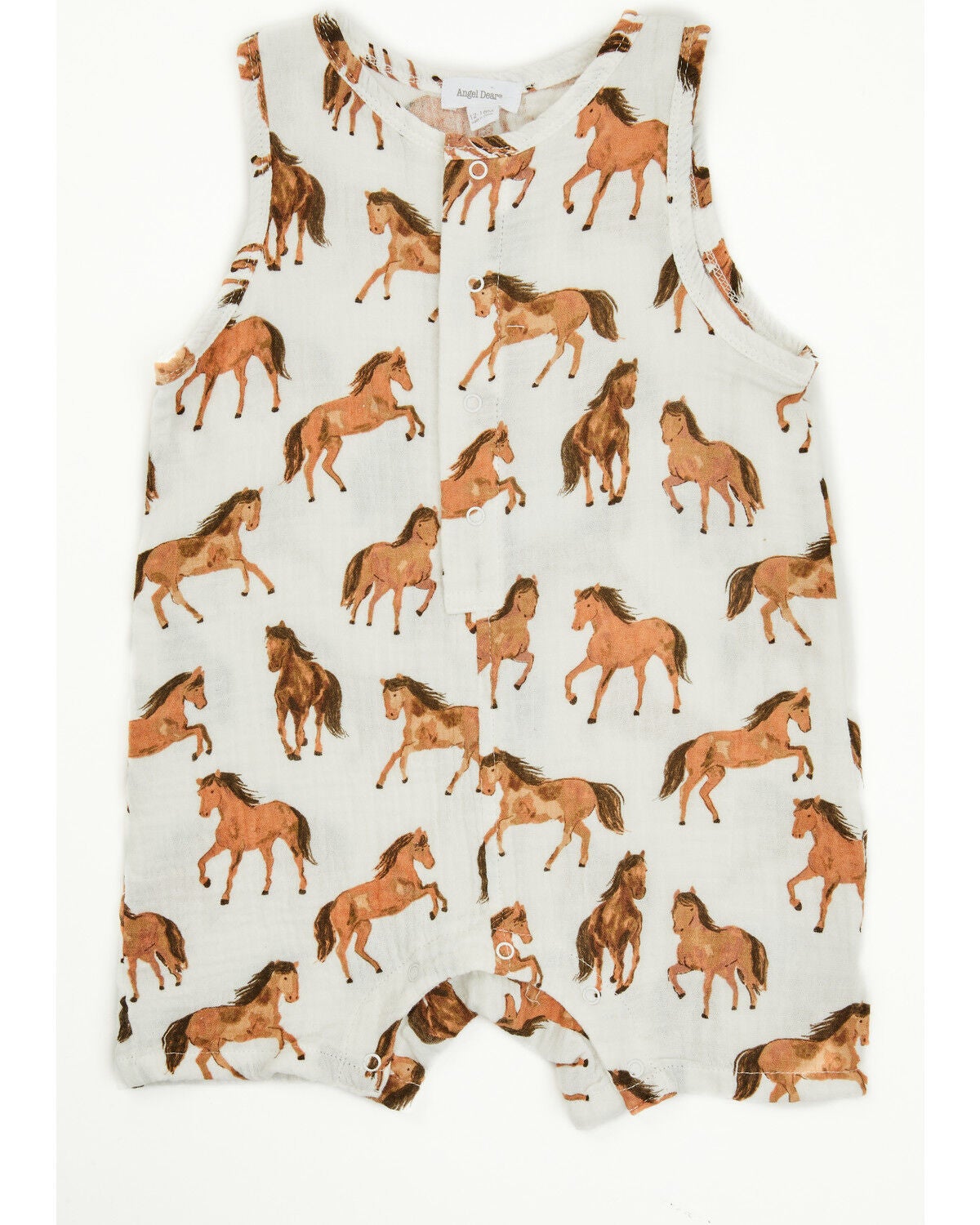 Angel Dear Infant Boys' Horse Shortie Sleeveless Snap Onesie, White, hi-res
