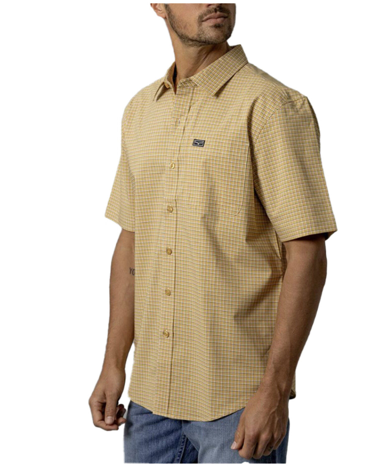 Kimes Ranch Men's MC Cooper Plaid Print Short Sleeve Button-Down Stretch Performance Shirt